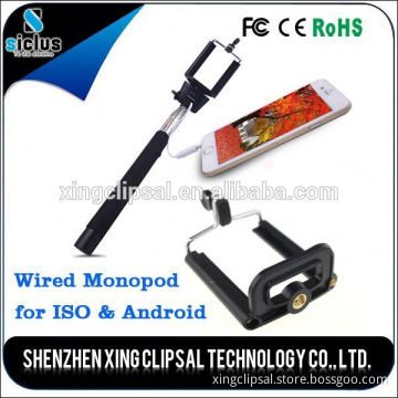 Wired extendable selfie stick headphone cable control, for iphone 6 selfie stick